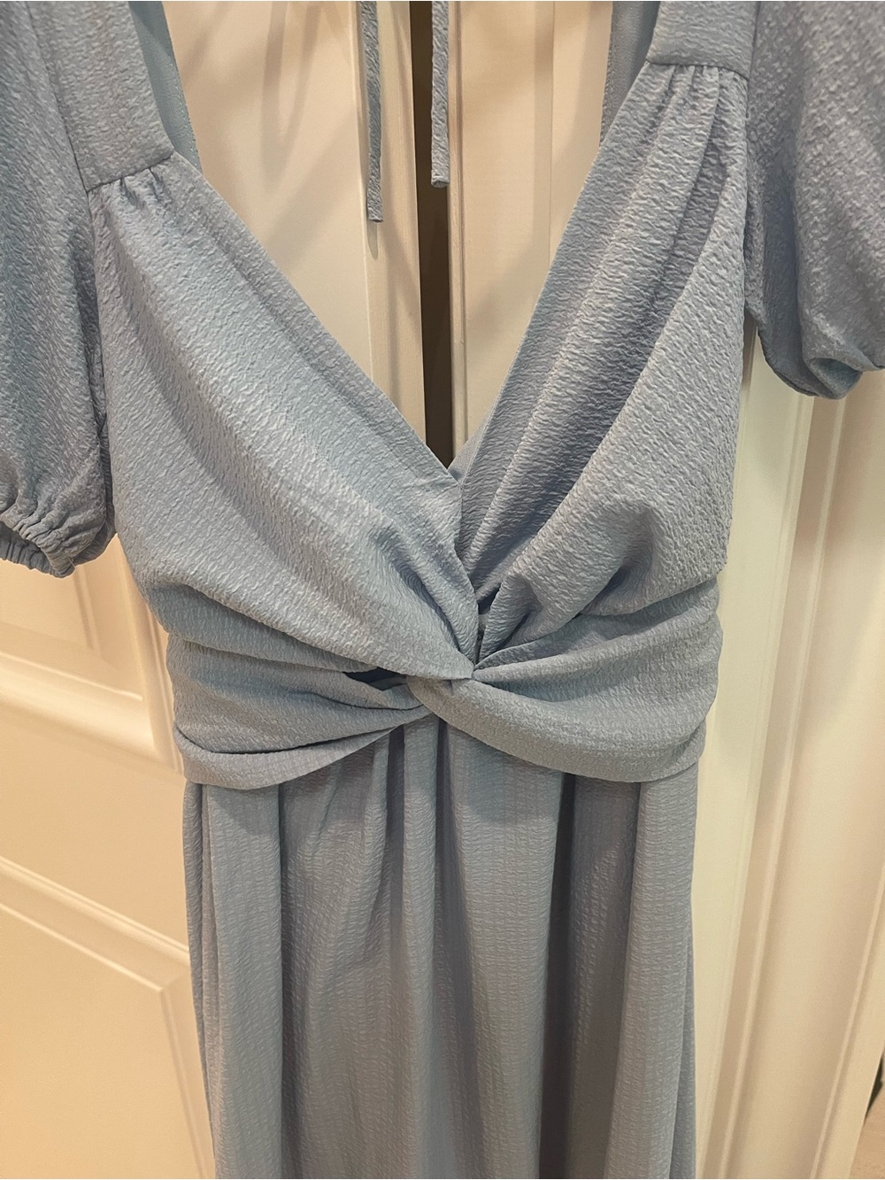 Astr Light Blue Twist-Front Puff-Sleeve Maxi Dress - Picture 4 of 8